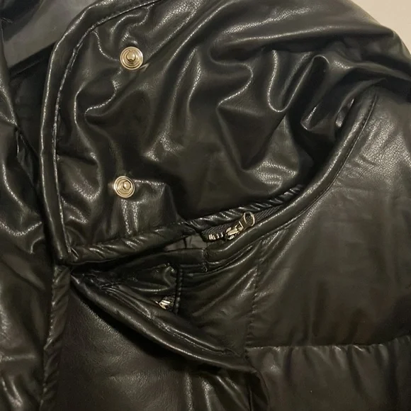 LVIR Hooded Leather Puffer Coat Size M - Picture 12 of 15